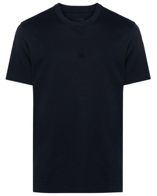 Givenchy Blue 4g-embroidered Cotton T-shirt for men
