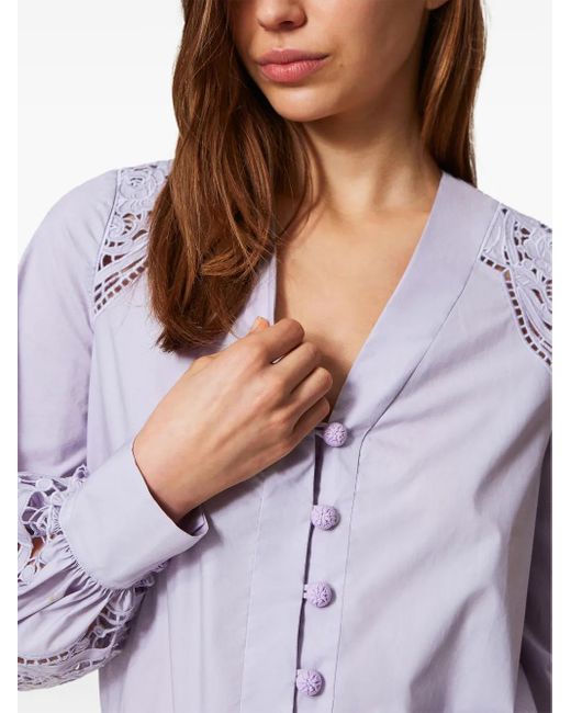 Twinset Purple Broderie-Anglaise Shirt