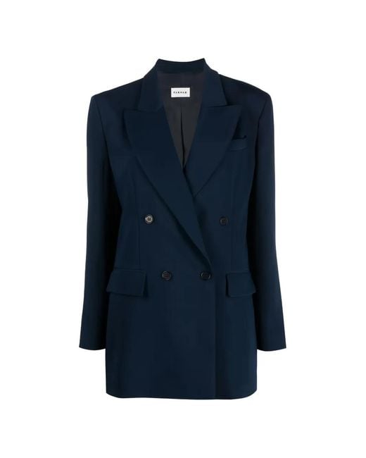 P.A.R.O.S.H. Blue Double-Breasted Peak-Lapels Wool Blazer