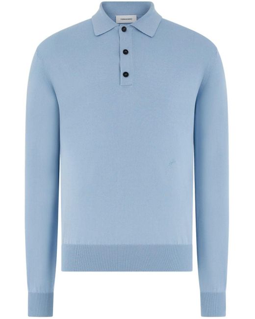 Polo à logo brodé Ferragamo pour homme en coloris Blue