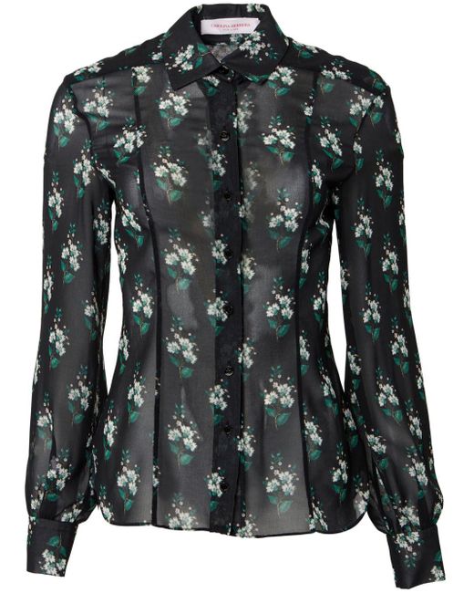 Chemise transparente à fleurs Carolina Herrera en coloris Black