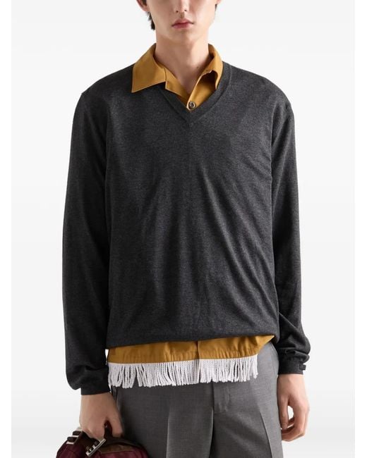 Prada Black Pull À Col V for men