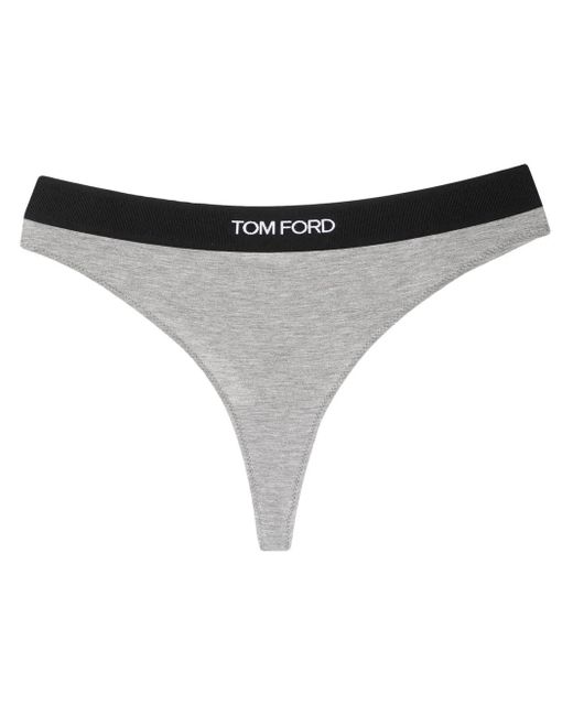 Tom Ford Gray Tanga Mit Logo-Bund