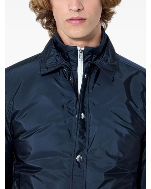 Moncler Blue Button-Down Elasticated-Hem Jacket for men