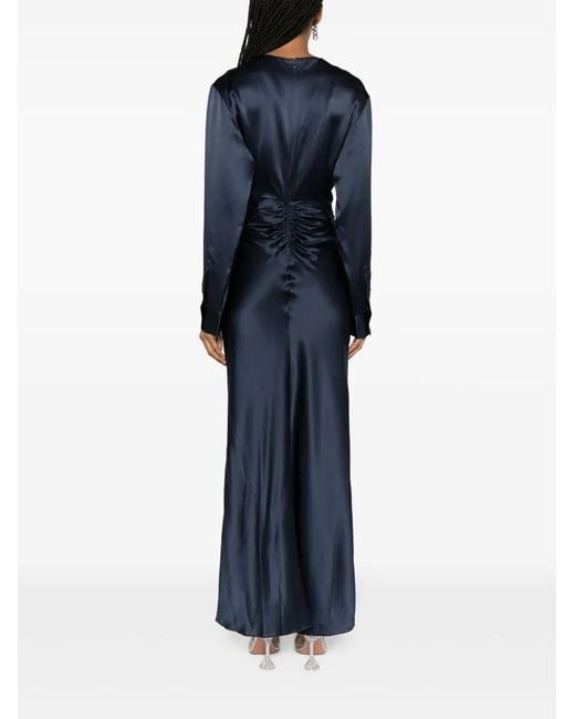 Christopher Esber Blue Triquetra Twist Silk Maxi Dress