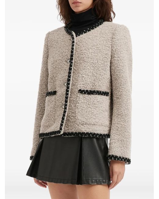 B+ AB Natural Buttoned Contrast Trim Jacket