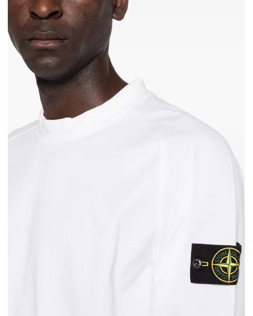 Stone Island White Logo-Patch Sweater for men