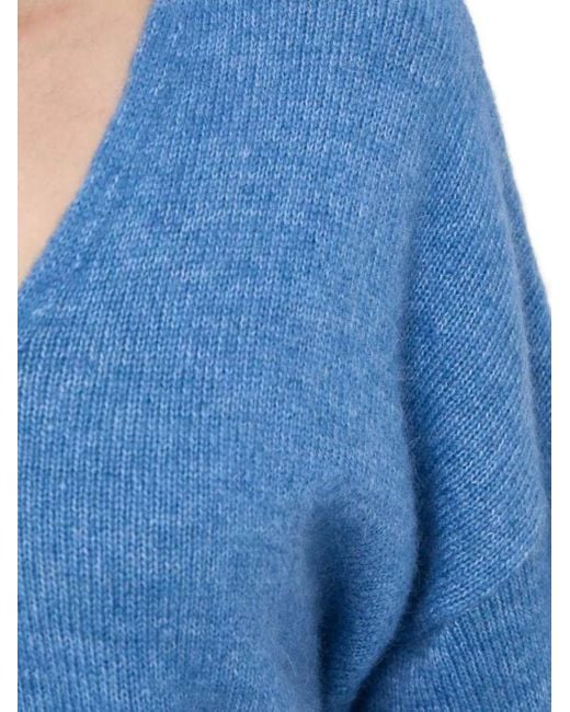 Maglione A Maniche Lunghe Con Scollo A V di Boss in Blue