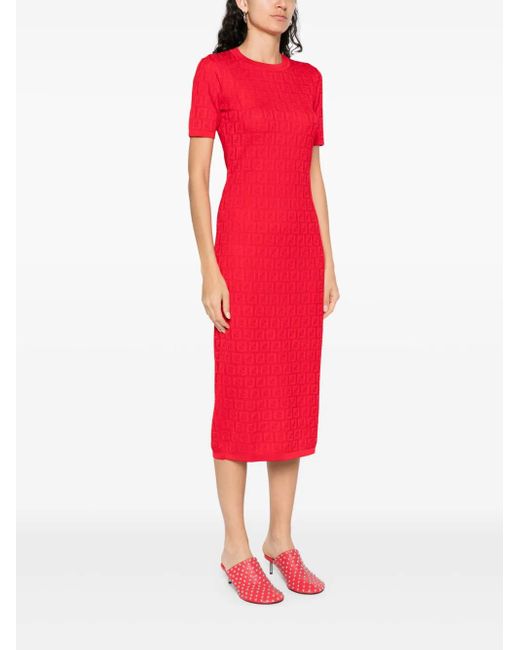 Fendi Red Ff Cotton And Viscose Dress