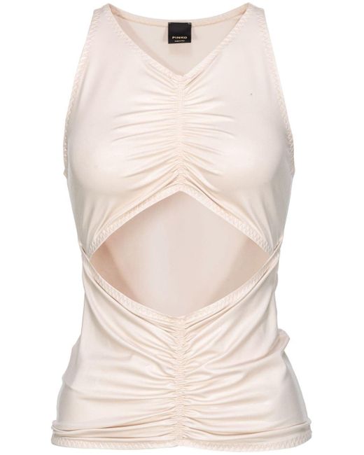 Pinko Natural Ruched Cut-out Tank Top