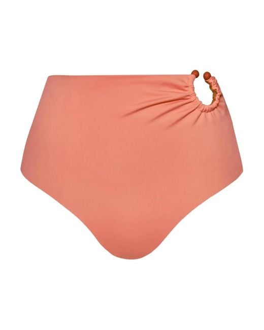 Johanna Ortiz Pink Taita Ring-Detail Bikini Bottom