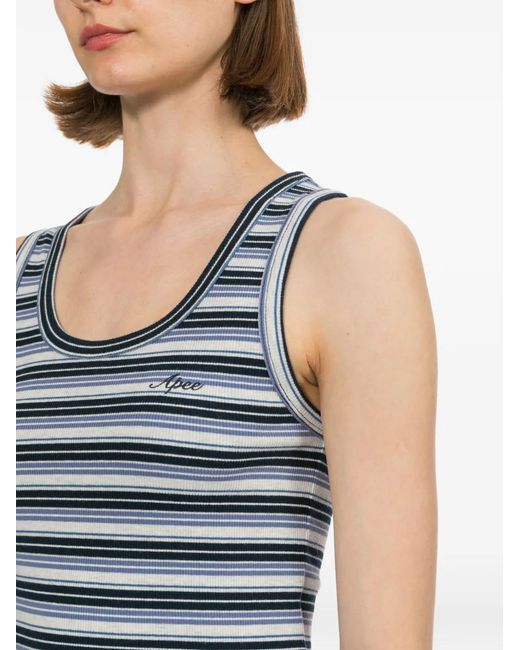 AAPE BY A BATHING AP Blue Logo Embroidered Strip Top