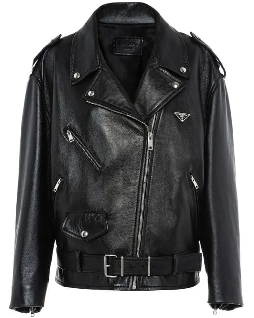 Prada Black Nappa Leather Biker Jacket