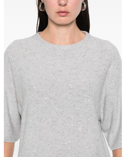 Antonelli White Lucilla Sequin Top