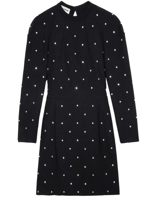 Zadig & Voltaire Black Racia Crystal-Embellished Woven Mini Dress