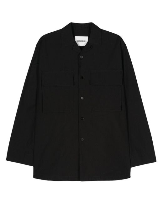 Chemise en coton à patch logo Jil Sander pour homme en coloris Black