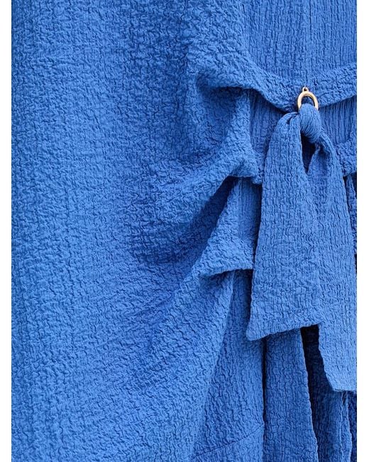 Joseph Ribkoff Blue Textured Bow-Detail Midi Dress