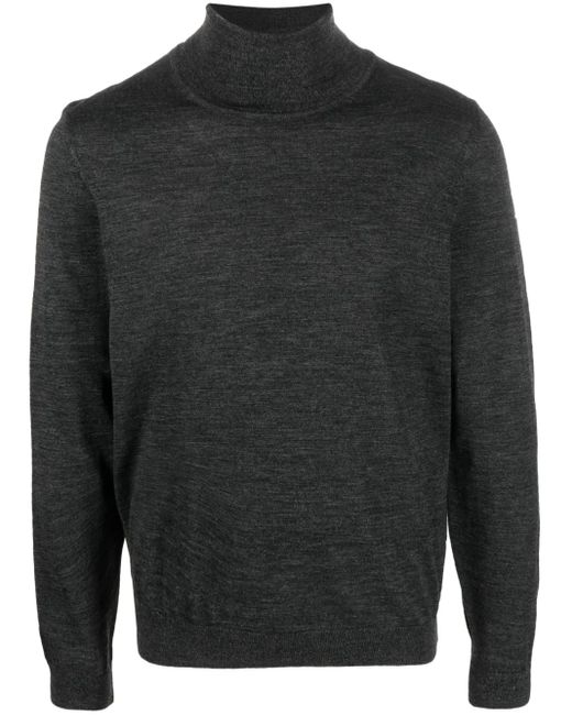 Boss Gray Roll-Neck Virgin Wool Jumper for men