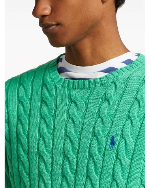 Polo Ralph Lauren Green Polo Pony Cable-knit Jumper for men