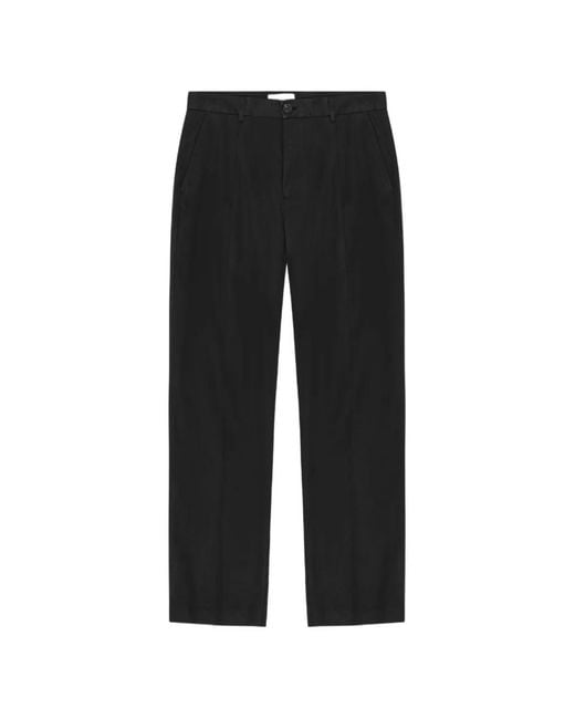 Les Deux Black Reece Pleated Twill Trousers for men