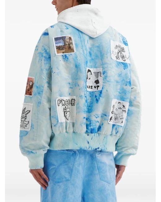 WESTFALL Blue Tie-Dye Bomber Jacket for men