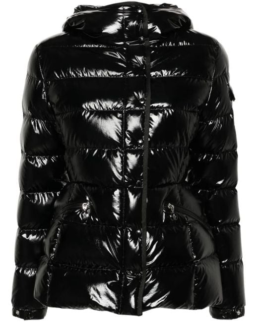 Moncler Black Glossy 'Barante' Hooded Down Jacket