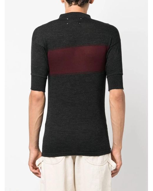 Maison Margiela Black Two-Tone Zip-Up Polo Shirt for men