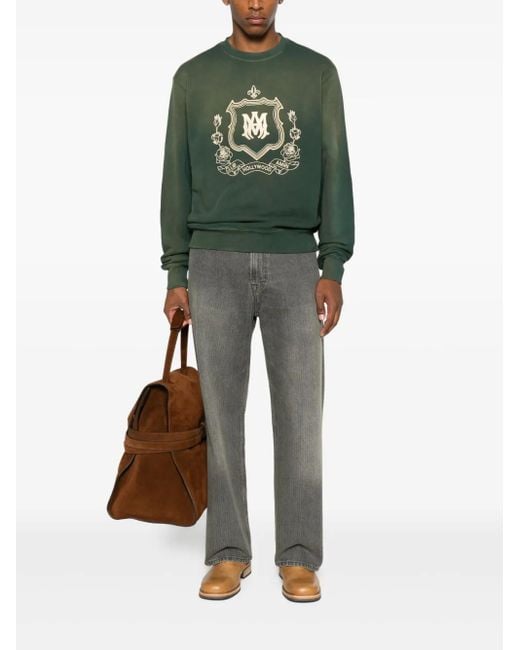 Amiri Green Crest-Embroidered Sweatshirt for men