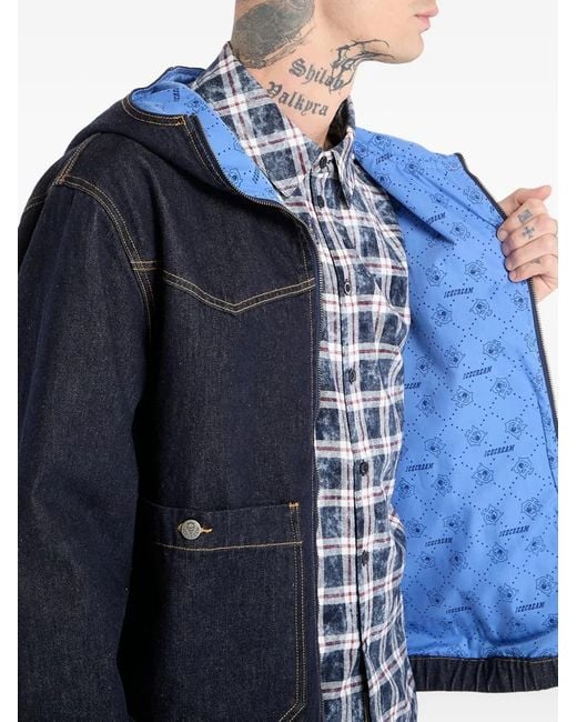 ICECREAM Blue Western Panelled Zip Jacket for men