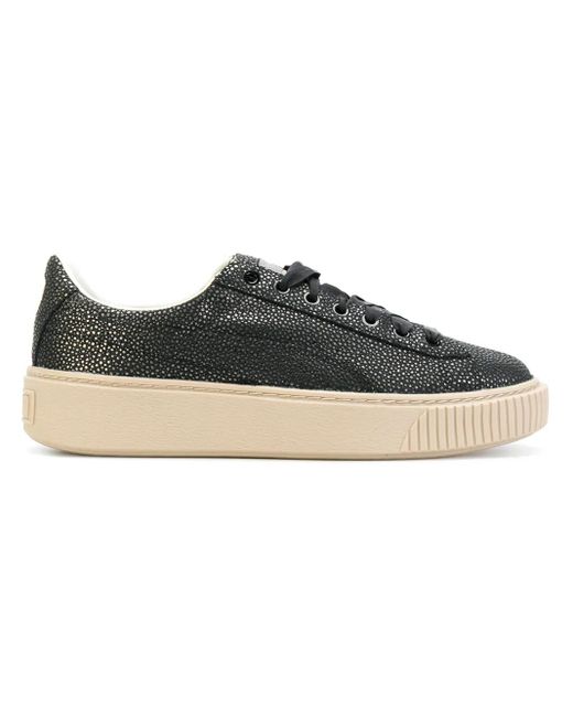 PUMA Black Basket Platform Lux Sneakers