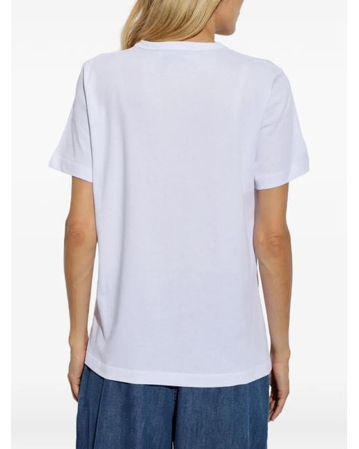 Munthe Blue Vuranus Floral-Print Logo-Print Top