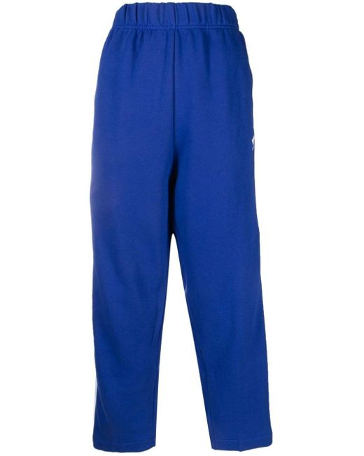 adidas Logo-stripe Cropped Track Pants in Blue | Lyst