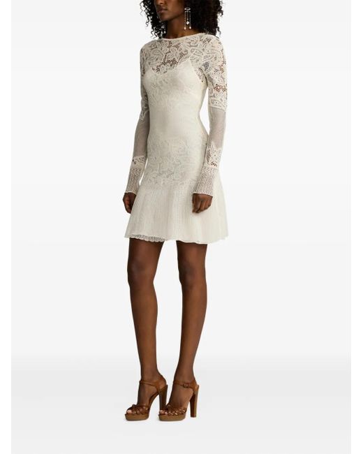Ralph Lauren Midi-Jurk Met Geborduurd Kant in het White