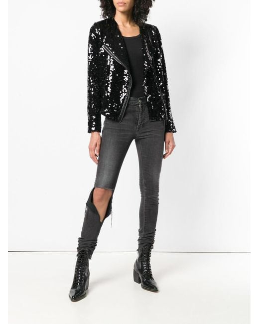 Redemption Sequin Biker Jacket in Black Lyst