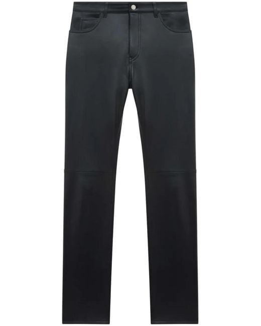 Courreges Blue Leather Straight-Leg Trousers for men