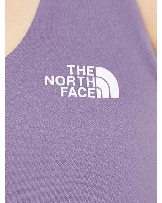 The North Face Purple Movmynt Logo-Print Racerback Sports Bra