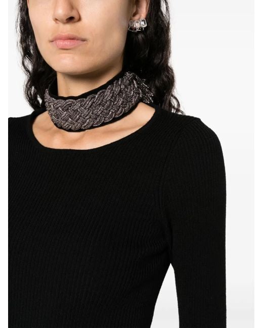 GIUSEPPE DI MORABITO Black Crystal-Embellished Ribbed-Knit Jumper