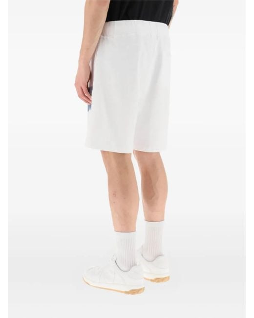 HUGO White Dolivar Graffiti-Logo Shorts for men