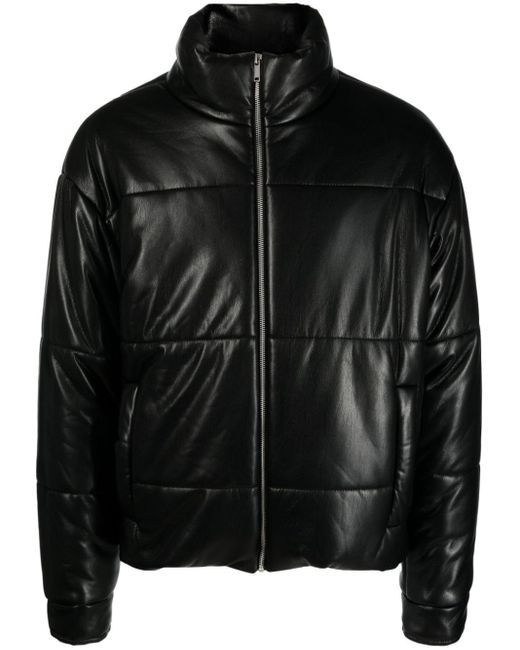 Marron faux-leather puffer jacket Nanushka de hombre de color Black