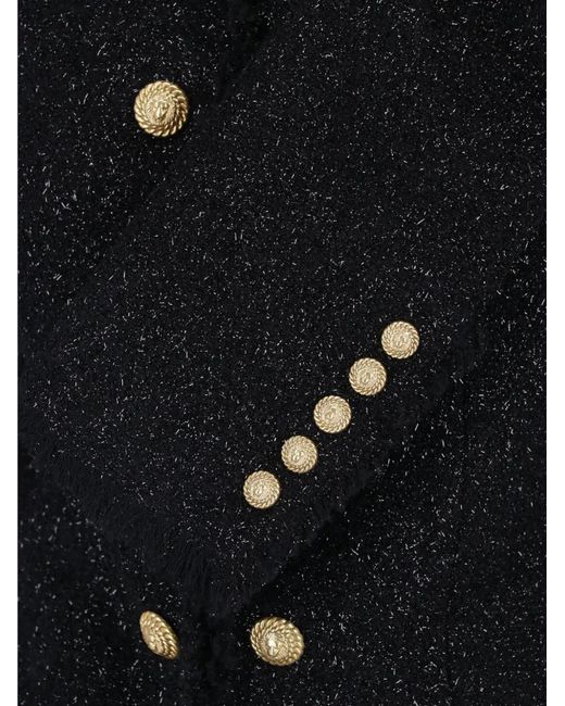 Balmain Blue Lion-Button Tweed Jacket