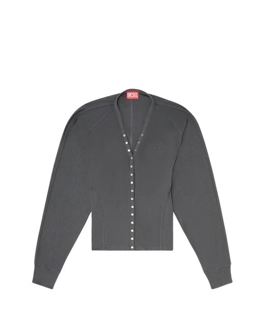 DIESEL Gray Tencel-Blend Cardigan Top With Batwing-Sleeves