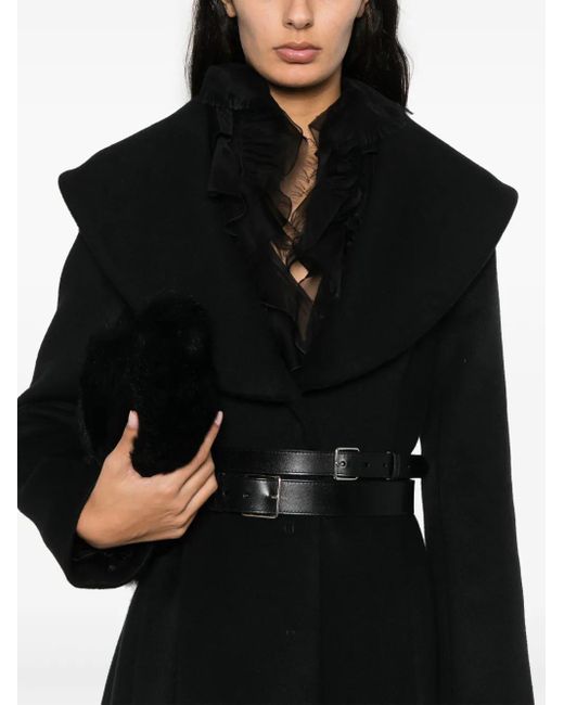 Alberta Ferretti Black Brushed-Finish Coat
