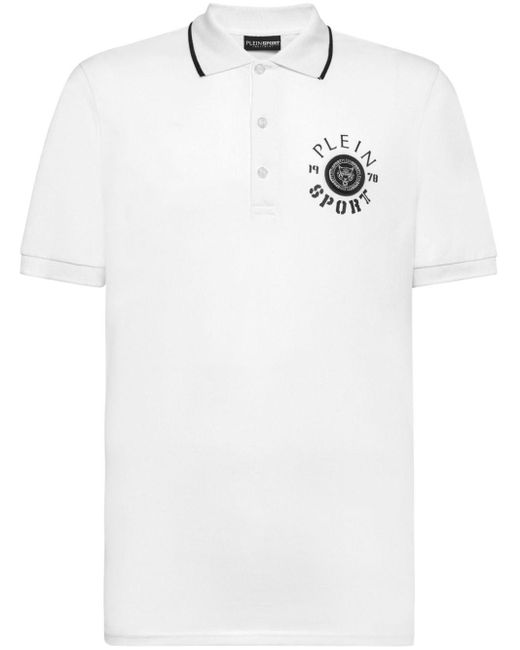 Philipp Plein White Logo-appliqué Cotton Polo Shirt for men