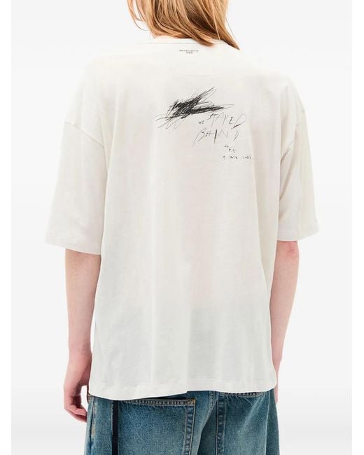 Ann Demeulemeester White T-Shirt En Coton Dieter À Slogan Imprimé for men