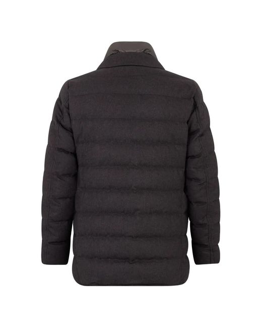 Herno Black Padded Notch-Lapel Coat for men