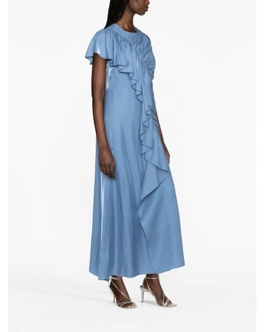 Ulla Johnson Maxi-Jurk Met Ruches in het Blue