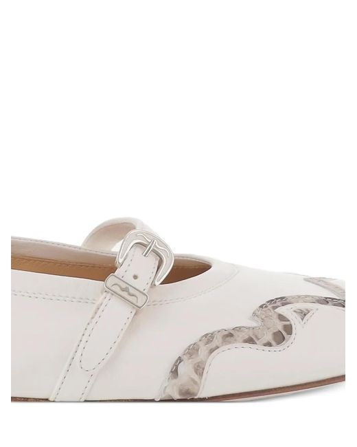 Sartore White Ballerinas Mit Python-Einsatz