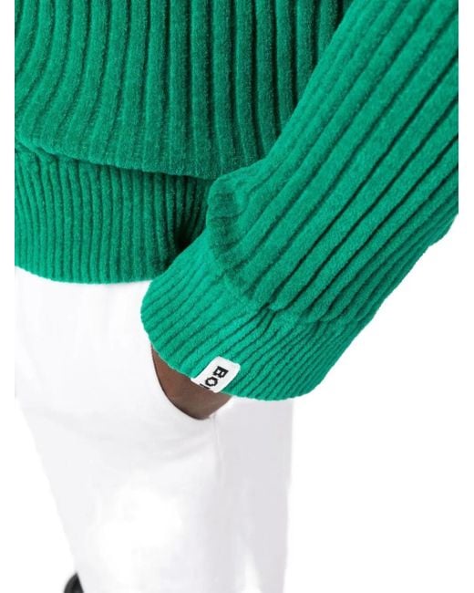 Bonsai Gerippter Rollkragenpullover in Green für Herren
