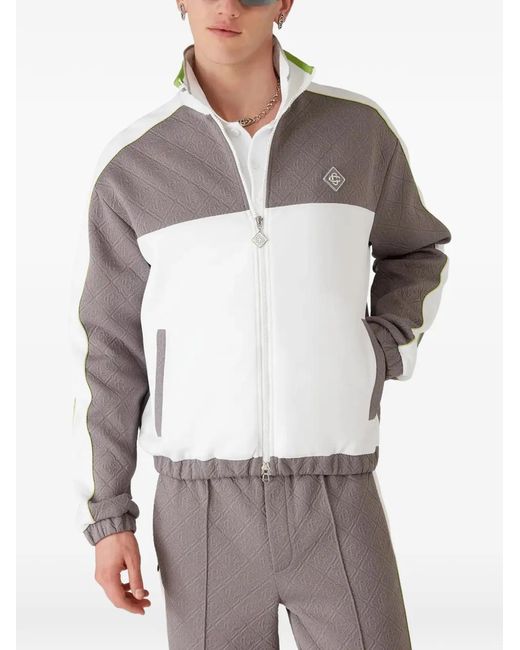 Casablanca Gray Tennis Jacquard Panelled Zip Sweatshirt for men