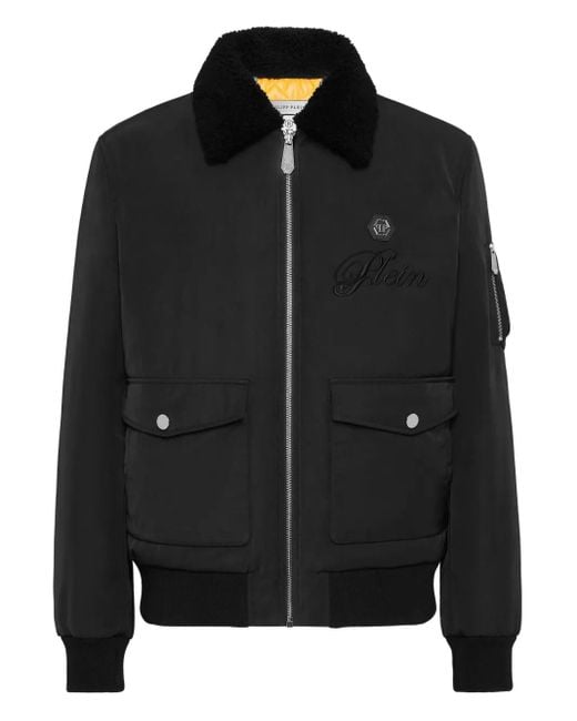 Philipp Plein Bomberjacke Mit Faux-Shearling-Kragen in Black für Herren